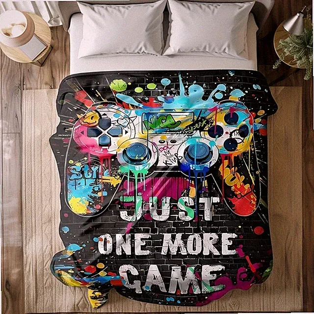 1pc Video Game Controller Blanket - SwitchXbox Design, Soft Flannel Bedspread