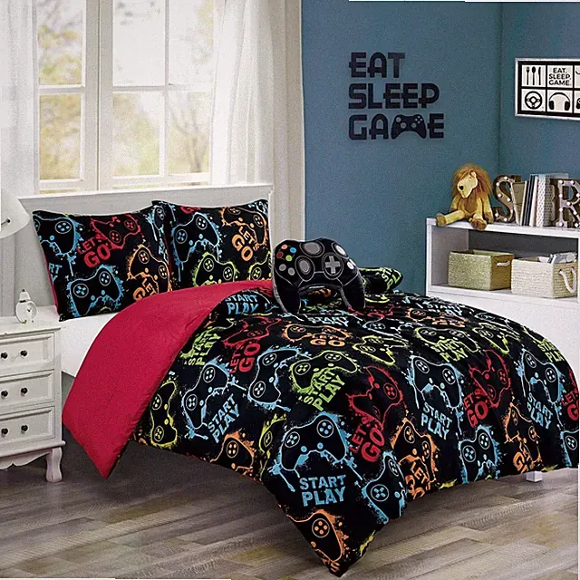 Chezmoi Collection Gamer Bedding 4-Piece Video Games Gamepad Microfiber Comfo...