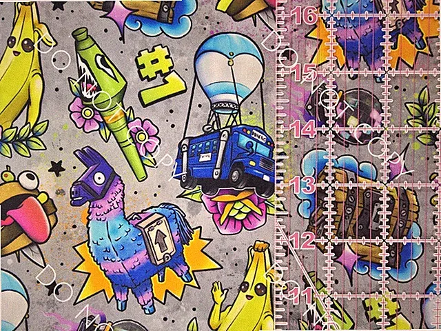 Custom 100% Cotton Woven Fabric Fort Nite Video Game By The 1/4 Yard 9x56