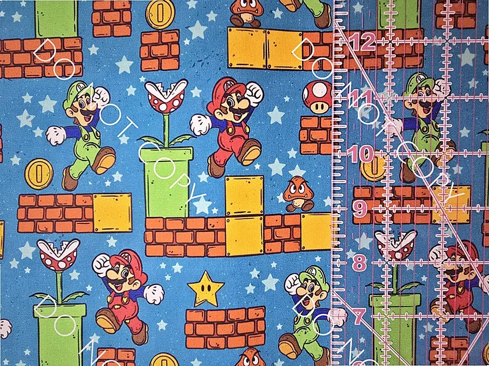 Custom 100% Cotton Woven Fabric Super Mario Brothers Video Game 1/4 Yard