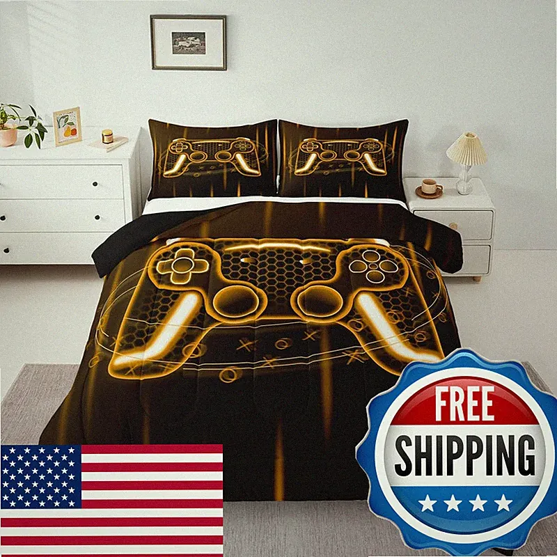 Erosebridal Game Controller Comforter Set Twin Size Video Game Bedding Set For