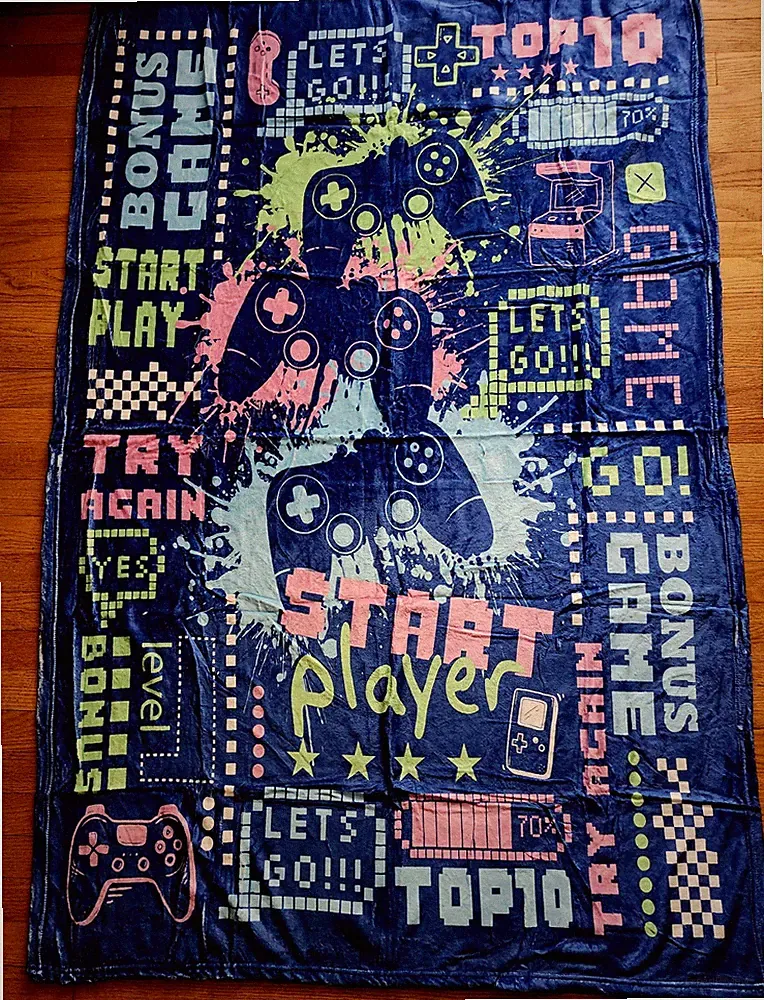 FREE Large 40 x 60 Unisex Video Bonus Game Blue Throw Start Player Blanket New
