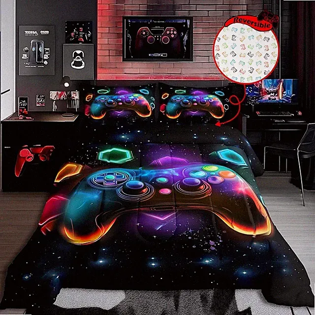 Game Consoles Full Size Bedding Set Gamer Gifts,Gaming Comforter Sets for Boys S