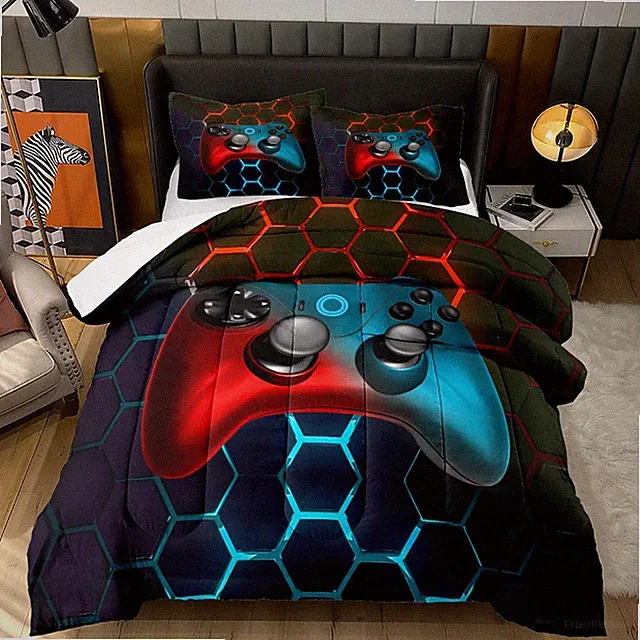 GAMER COMFORTER SET FOR TEEN BOYS QUEEN SIZE GAMING BEDDING VIDEO GAME BEDSPREAD
