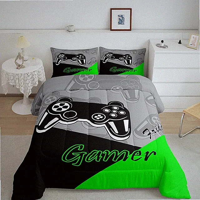 Gamer Comforter Set Gaming Bedding Set for Teens Boys Video Game Decor Comfor...