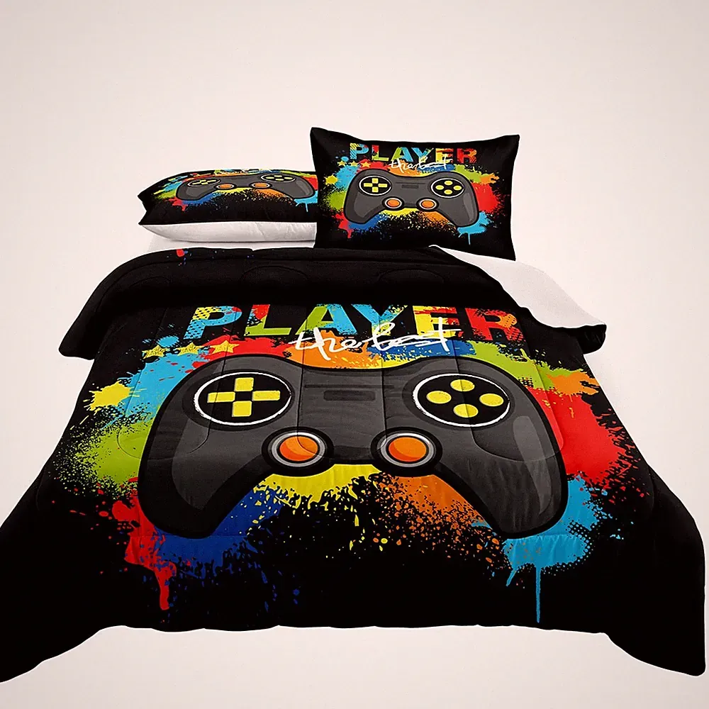 Gamer Comforter Set Twin Size for Boys Kids Video Game Bedding All Season