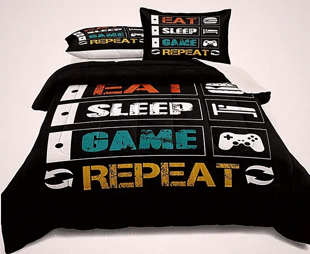 Gaming Comforter Set Twin Size for Boys Kids Game Room Decor Video Game Gamer...