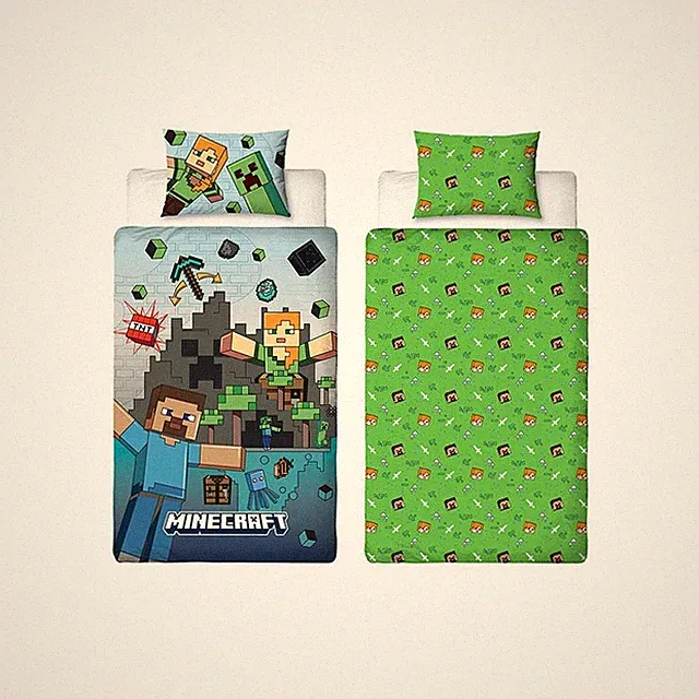 Minecraft Duvet cover Set Single Reversible Levels 2 Designs Gamer Kids Boys