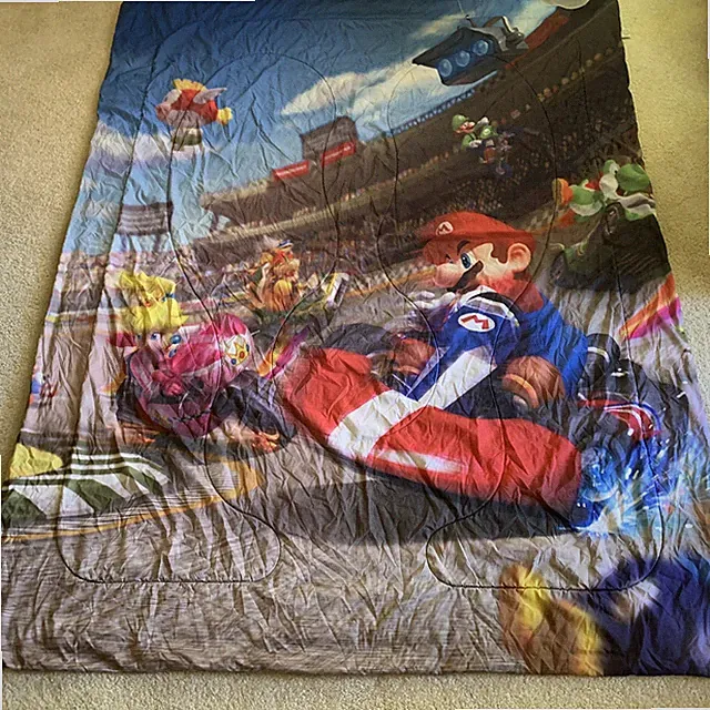 Nintendo Mario Cart Graphic Print Blanket Video Game 85”x 69” Japanese 2010