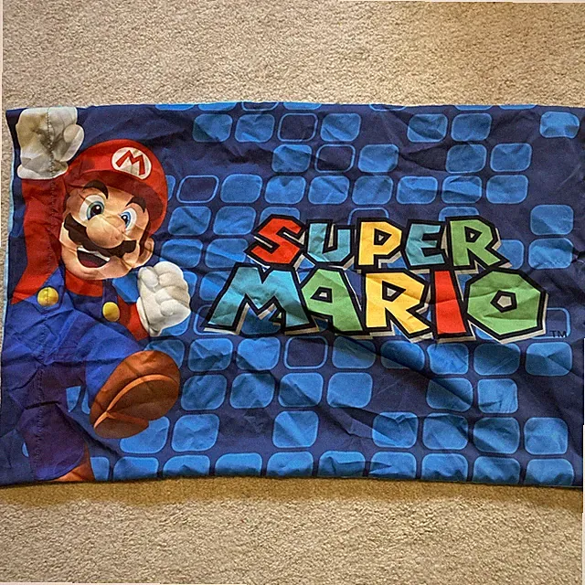 Nintendo Super Mario Polyester Video Game Pillow Case Bright Colors Bed