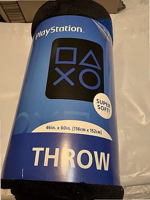 PLAYSTATION BLUE & BLACK XRAY VIDEO GAMES FLEECE THROW 46" X 60"