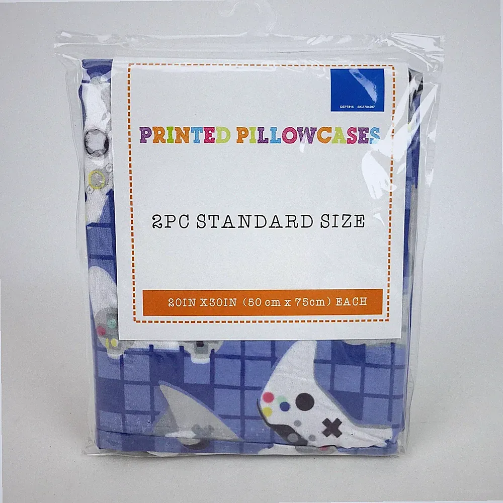 Printed Pillowcases Video Game Controllers 2 Pack 20x30" PlayStation Xbox Blue