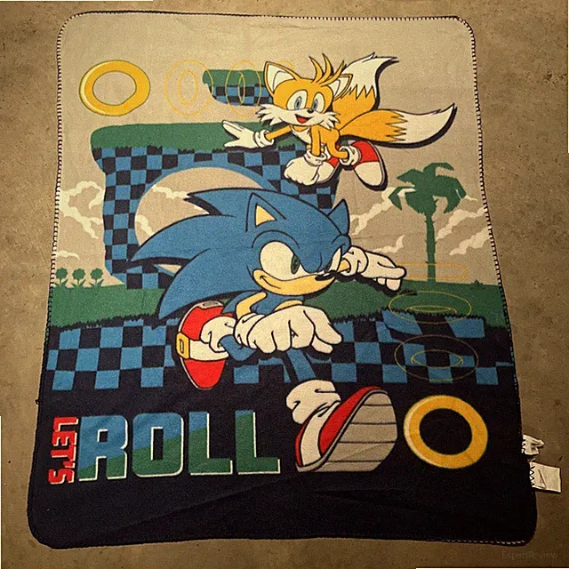 Sonic The Hedgehog Video Game Fleece 39x48 Throw Blanket Sega Nintendo Lets Roll